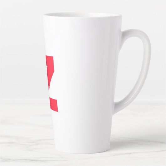 イニシャルモノグラムのレッド巨大な文字の名前 カフェラテマグ (右)