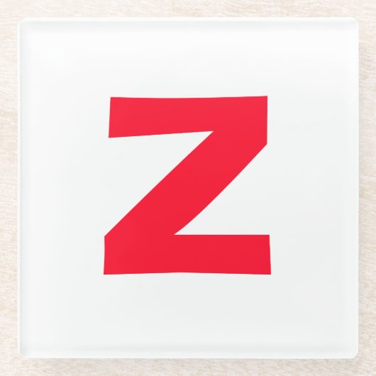 イニシャルモノグラムのレッド巨大な文字の名前 ガラスコースター (正面)