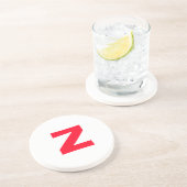 イニシャルモノグラムのレッド巨大な文字の名前 コースター (側面)