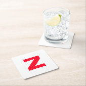 イニシャルモノグラムのレッド巨大な文字の名前 スクエアペーパーコースター (インサイチュ)