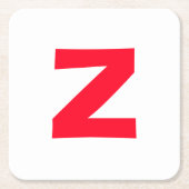 イニシャルモノグラムのレッド巨大な文字の名前 スクエアペーパーコースター (正面)