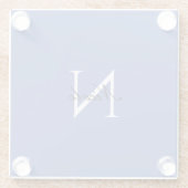 イニシャルモノグラムの手書き独自の名前ブルー ガラスコースター (裏面)