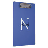 イニシャルモノグラムの手書き独自の名前ブルー クリップボード (右)