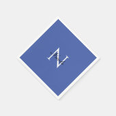 イニシャルモノグラムの手書き独自の名前ブルー スタンダードカクテルナプキン (角)