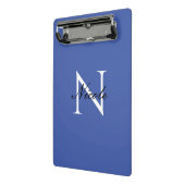 イニシャルモノグラムの手書き独自の名前ブルー ミニクリップボード (アングル2)