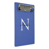 イニシャルモノグラムの手書き独自の名前ブルー ミニクリップボード (アングル)