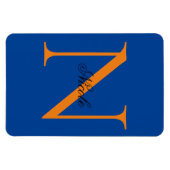 イニシャルモノグラムの手書き独自の名前深い青 マグネット (横)