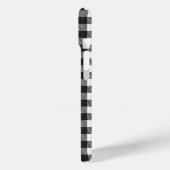 イニシャルモノグラムの白黒バッファロープレイド Case-Mate iPhoneケース (裏面 / 左)