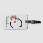 イニシャルモノグラムのCピンクボホガーリーフローラ ラゲッジタグ (正面横)