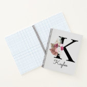 イニシャルモノグラムのKピンクボホフローラ ノートブック (内部)