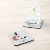 イニシャルモノグラムのMピンクボホフローラ コースター (右側)