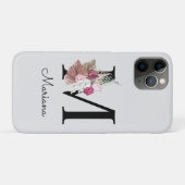 イニシャルモノグラムのMピンクボホフローラ Case-Mate iPhoneケース (裏面(横))