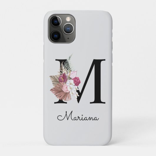 イニシャルモノグラムのMピンクボホフローラ Case-Mate iPhoneケース (裏)