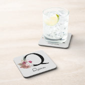 イニシャルモノグラムのQピンクボホフローラ コースター (右側)