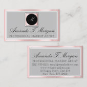 イニシャルモノグラムイベントプランナーピンクフレームグレー 名刺 (正面/裏面)