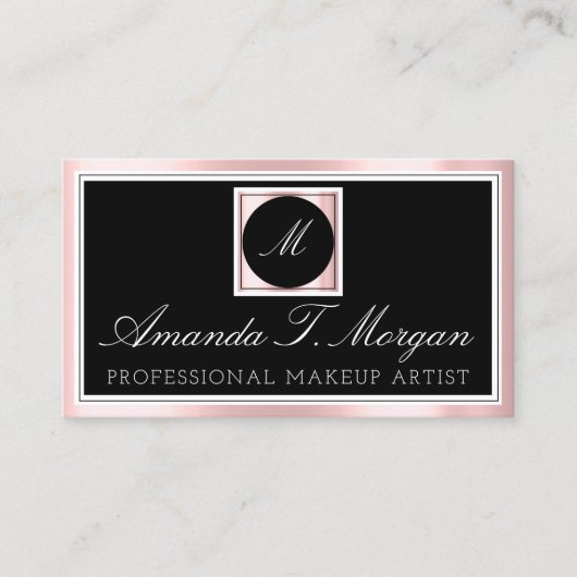 イニシャルモノグラムイベントプランナーピンク白黒 名刺 (正面)