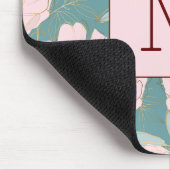 イニシャルモノグラムエレガントカラフルフローラブルーピンク マウスパッド (コーナー)