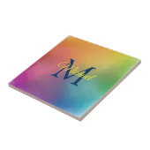 イニシャルモノグラムエレガントレインボカラーモダン タイル (側面)