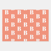 イニシャルモノグラムカスタムオレンジピーチサーモンシェード ラッピングペーパーシート (正面3)