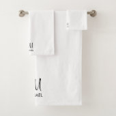 イニシャルモノグラムタイポグラフィ白黒カスタム バスタオルセット (インサイチュ)