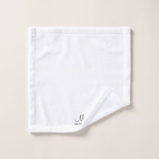 イニシャルモノグラムタイポグラフィ白黒カスタム バスタオルセット (ウォッシュタオル)