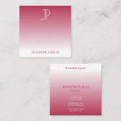 イニシャルモノグラムトレンドカラービバマゼンタエレガント スクエア名刺 (正面/裏面)