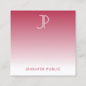 イニシャルモノグラムトレンドカラービバマゼンタエレガント スクエア名刺 (正面)