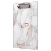 イニシャルモノグラムバラ金ゴールドホワイトマーブルテンプレート クリップボード (左)