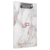 イニシャルモノグラムバラ金ゴールドホワイトマーブルテンプレート クリップボード (右)