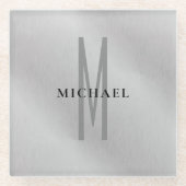 イニシャルモノグラムプロフェッショナルプレーンあなたの名前を追加 ガラスコースター (正面)