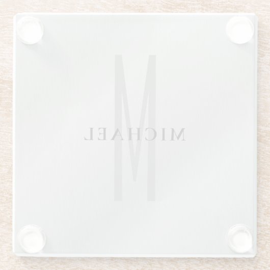 イニシャルモノグラムプロフェッショナルプレーンあなたの名前を追加 ガラスコースター (裏面)