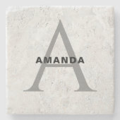 イニシャルモノグラムプロフェッショナルプレーンあなたの名前を追加 ストーンコースター (正面)