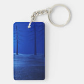 イニシャルモノグラムボホブルーレトロフォレスト キーホルダー (裏面)