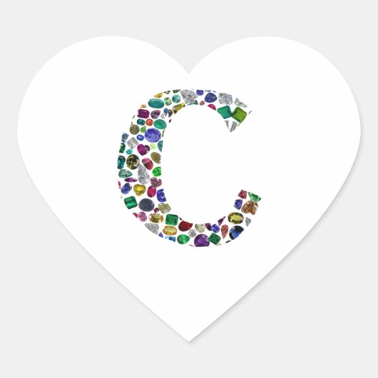 イニシャルモノグラムレターCトレンディー ハートシール (正面)