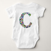イニシャルモノグラムレターCトレンディー ベビーボディスーツ (裏面)