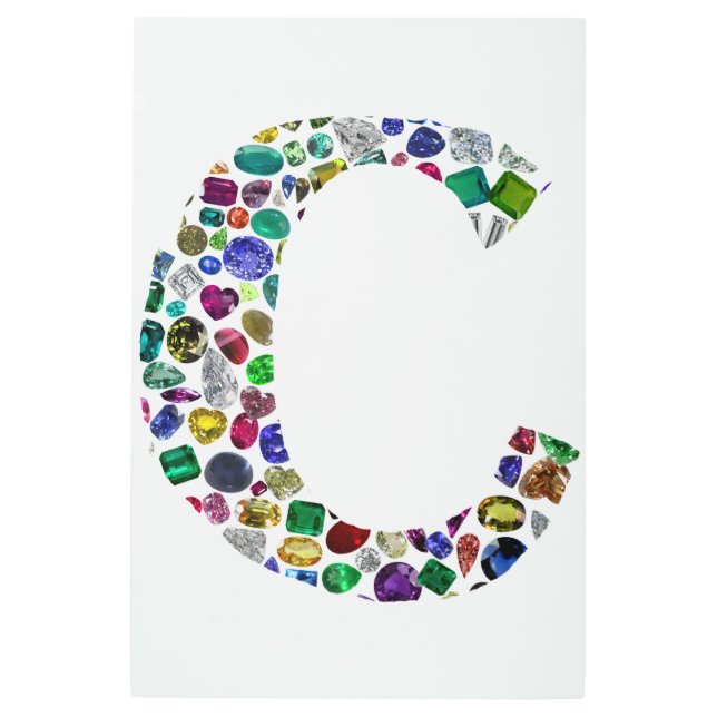 イニシャルモノグラムレターCトレンディー メタルプリント (正面)