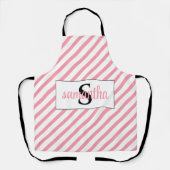 イニシャルモノグラム名ピンクと白 エプロン (正面)