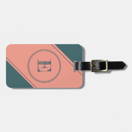 イニシャルモノグラム幾何二重円バー ラゲッジタグ (正面横)