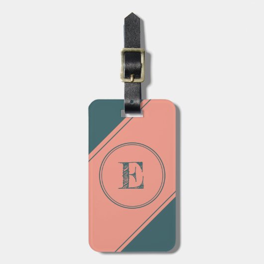 イニシャルモノグラム幾何二重円バー ラゲッジタグ (正面縦)