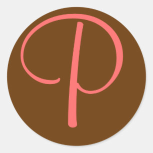 イニシャルモノグラム文字"P" カスタマイズ - ラウンドシール