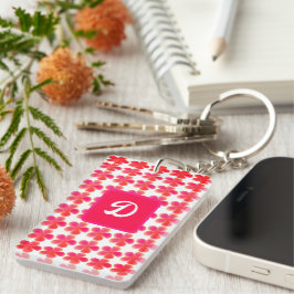 イニシャルモノグラム植物性かわいいカスタムフローラ キーホルダー