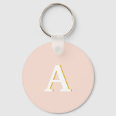 イニシャルモノグラム赤面ピンクヴィンテージタイポグラフィ キーホルダー (裏面)