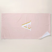 イニシャルモノグラム赤面ピンクヴィンテージタイポグラフィ ビーチタオル (正面)