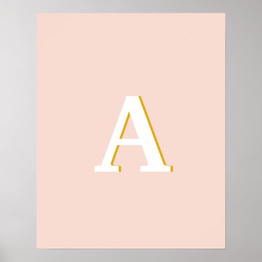 イニシャルモノグラム赤面ピンクヴィンテージタイポグラフィ ポスター (正面)