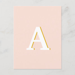 イニシャルモノグラム赤面ピンクヴィンテージタイポグラフィ ポストカード