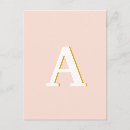 イニシャルモノグラム赤面ピンクヴィンテージタイポグラフィ ポストカード (正面)