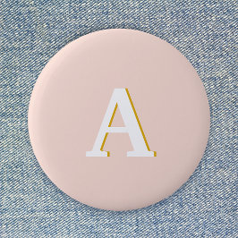 イニシャルモノグラム赤面ピンクヴィンテージタイポグラフィ 缶バッジ