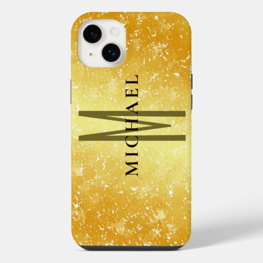 イニシャルモノグラム ゴールド 名前入れ iPhoneケース (裏面)