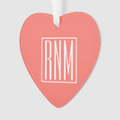 イニシャルモノグラム |サンゴに白 オーナメント (正面)