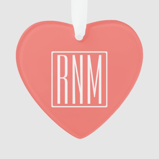 イニシャルモノグラム |サンゴに白 オーナメント (正面)